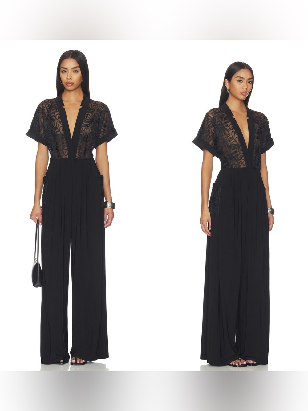 NEW Norma Kamali Geralyn Short Sleeve Jumpsuit in Black